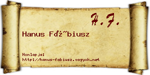 Hanus Fábiusz névjegykártya